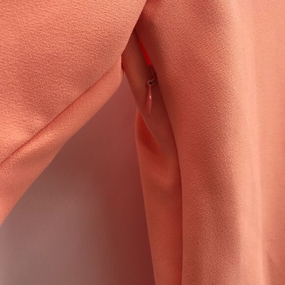 J. Crew Top Womens 0 Orange Drapey Crepe Faux Wrap V Neck H2847 Balloon Sleeve - Picture 5 of 12